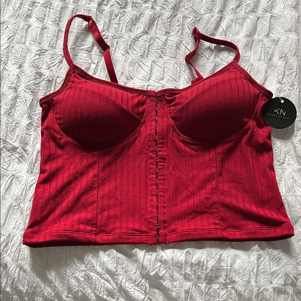 Klassy Network Red Ribbed Corset